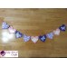 Handmade Heart Garland with Flowers and Butterflies - Salt Dough Decoration - Wall Hanger - Pink, White and Purple Rustic Home Decor
